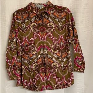 Fox Croft 3/4 sleeve button down blouse